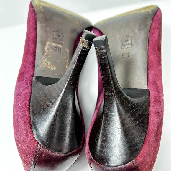 Tory Burch Women's Eliza Burgundy Suede Pointed Toe Loafer Style Pumps Size 9M - Picture 12 of 13